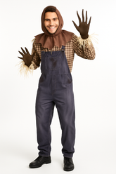 Men's Sinister Scarecrow Halloween Costume with Mask and Gloves